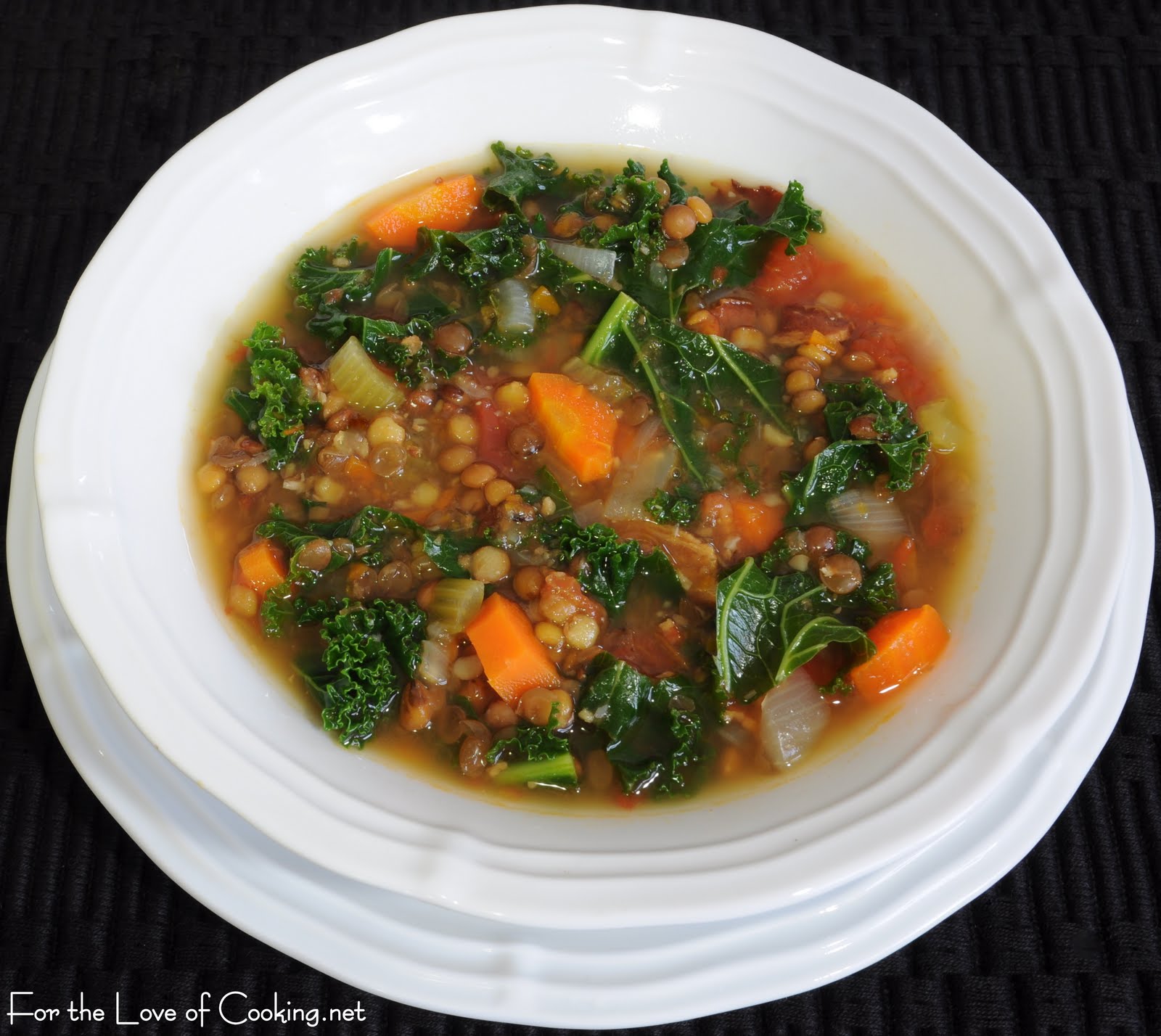 Lentil, Kale and Bacon Soup For the Love of Cooking