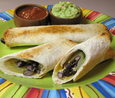 black bean, green chile and sharp cheddar baked flautas