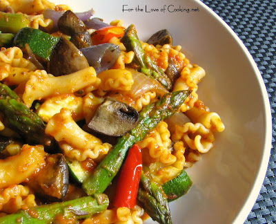 campanelle with roasted vegetables and marinara
