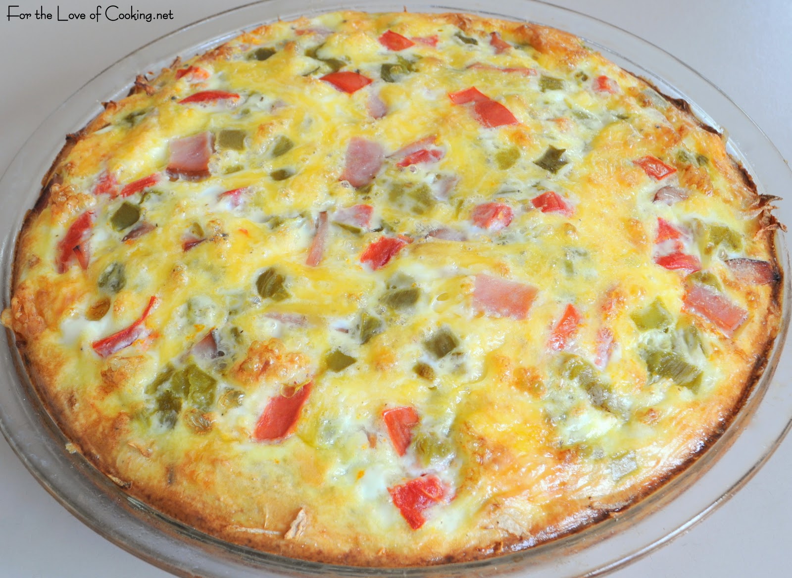 Canadian Bacon, Green Chile, & Cheddar Quiche with a Shredded Potato Crust For the Love of Cooking