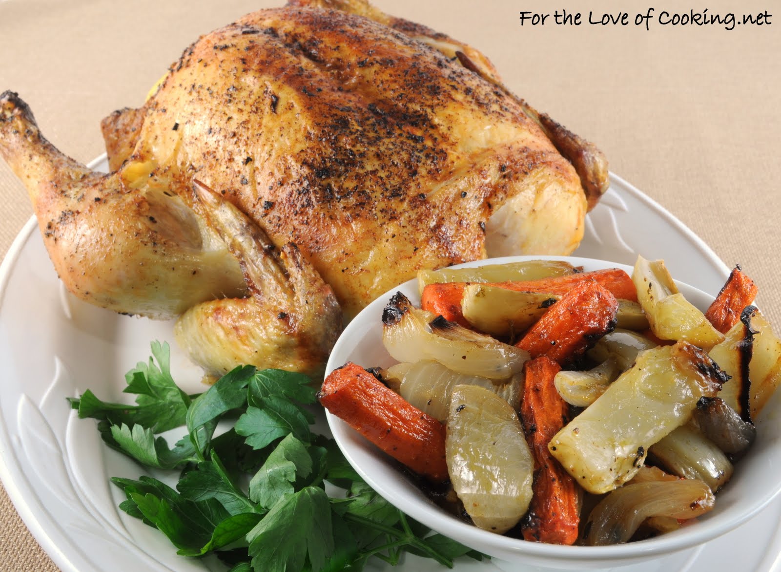 Roasted Chicken with Carrots, Fennel, and Onion | For the Love of Cooking