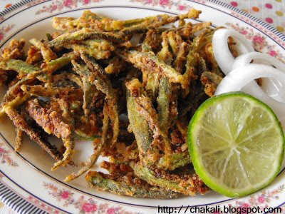 Crispy Okra, Kurkurit Bhendi, Fried Okra, Fried Lady finger, Bhindi fry, stir fry bhindi