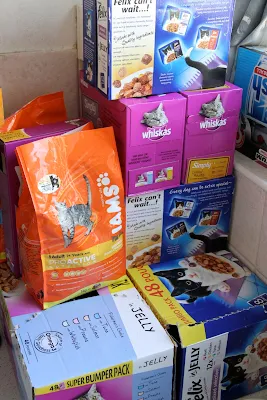cat food in boxes