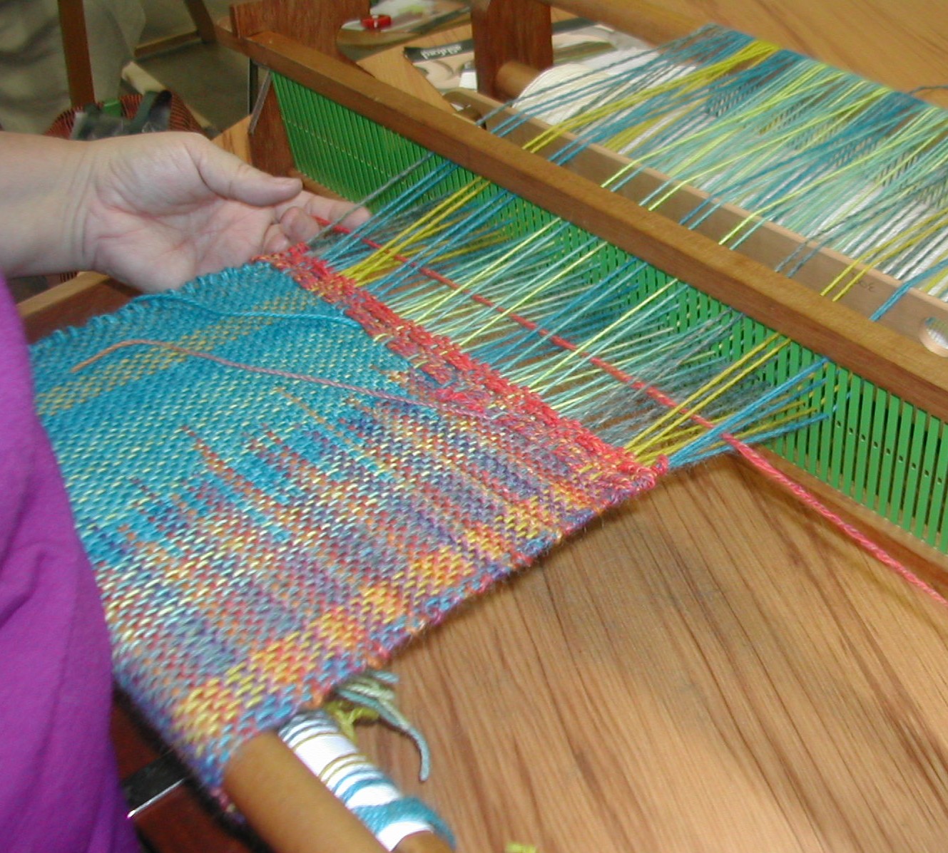 hangs by a thread Saori style weaving with new weavers in Oamaru.