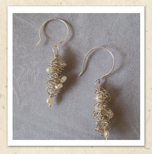 Sterling Silver and white Pearl Earrings