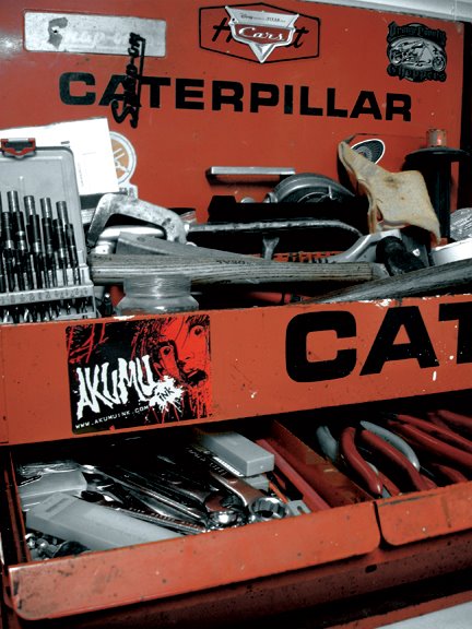toolbox, red tool box, caterpillar