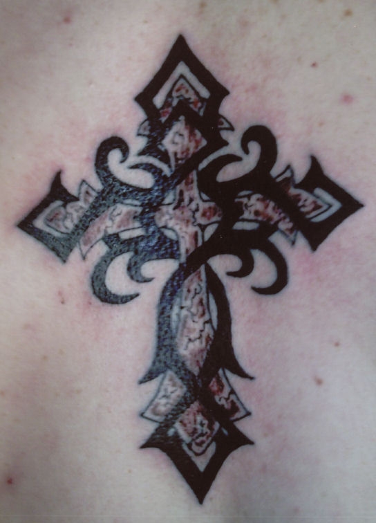 Tattoo Tribal Cross Designs Angel Tattoo Design tribal wings and cross 