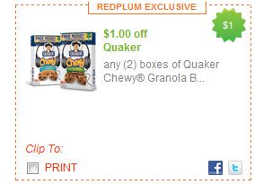Together We Save: Printable Coupon: Quaker Chewy &amp; CVS Deal
