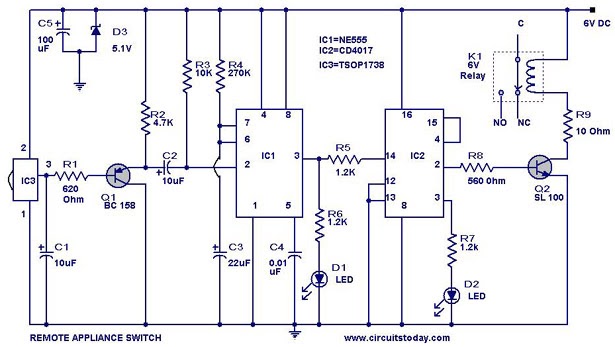 Circuit Description Of Infrared Ir Remote Control Switch