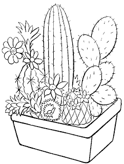 Coloring Pages - Cactus In Flowerpot | Coloring Pages