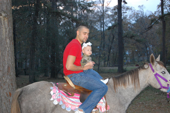 Then she got daddy on the horse!