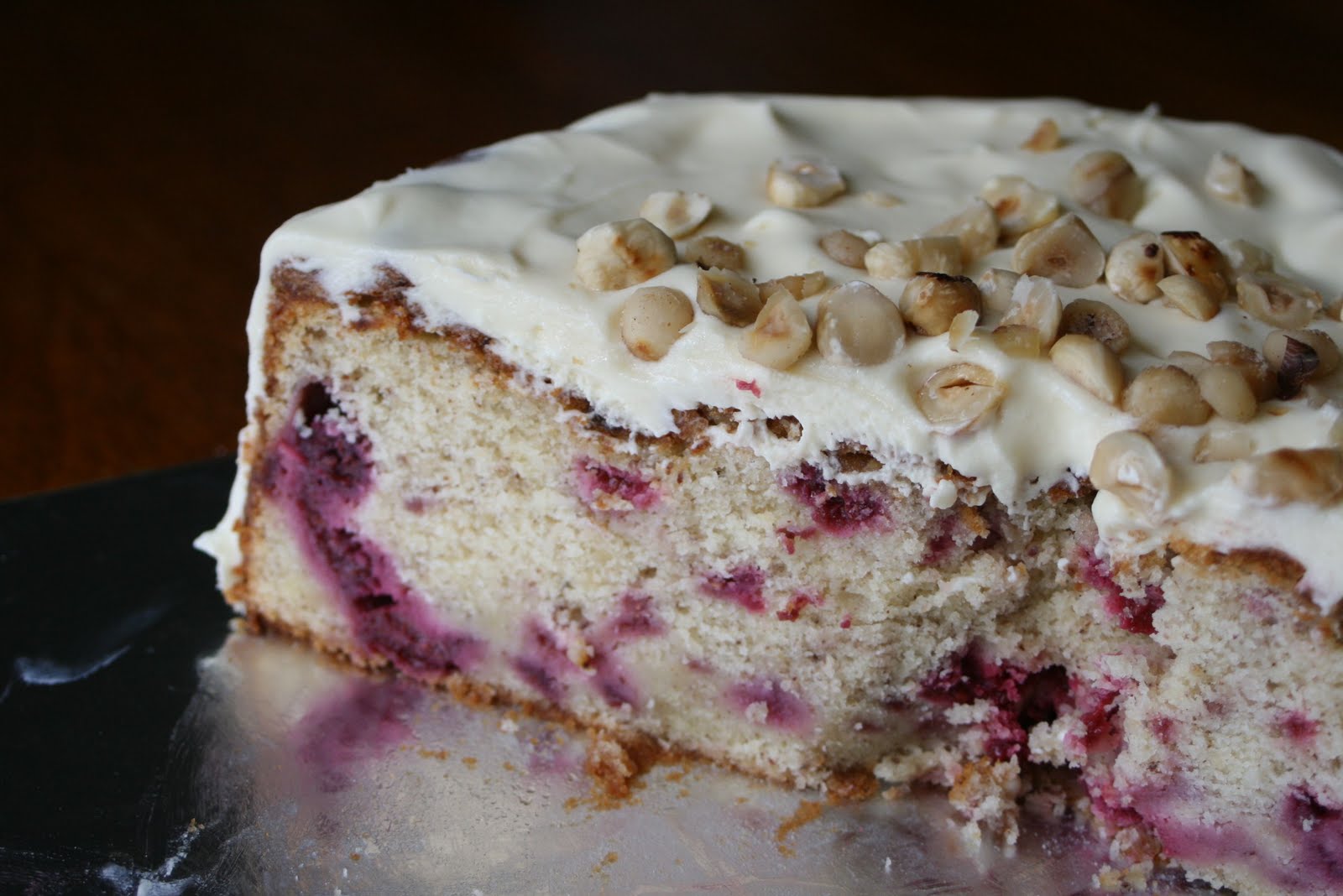 What's for dinner Mum? Raspberry Hazelnut Cake with Maple Cream Cheese