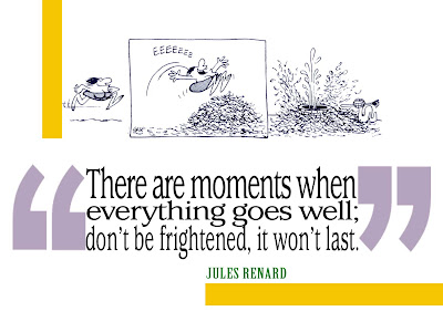 There are moments when everything goes well; don't be frightened, it won't last. Jules Renard