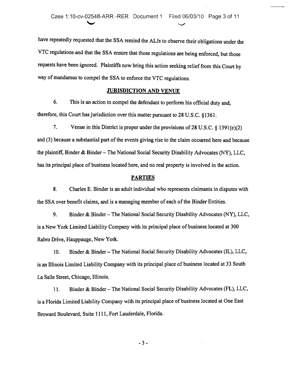 Social Security Perspectives Binder and Binder Complaint Part I