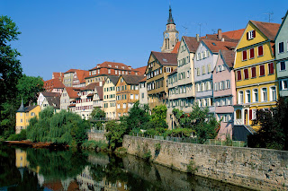Neckar River and Town View, Tubingen, Baden-Wurttemberg, Germany