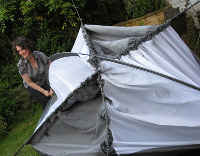 Lola erecting tent