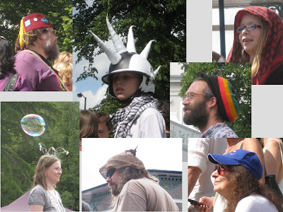 A selection of people wearing hats