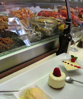 Lemon desserts with fish counter in the background