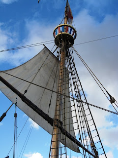 Looking up the mast to the crow's nest