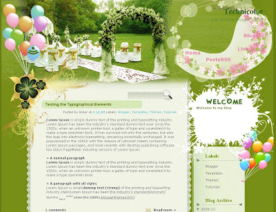 Technicolour Wedding blog theme