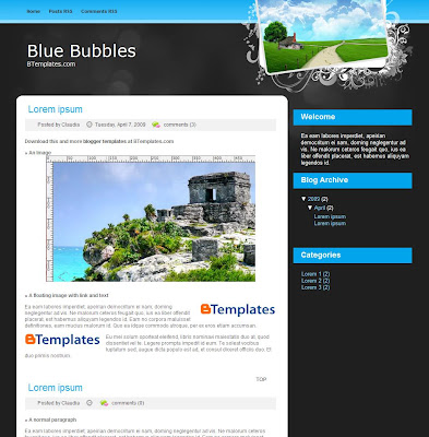 Blue Bubbles blogger template
