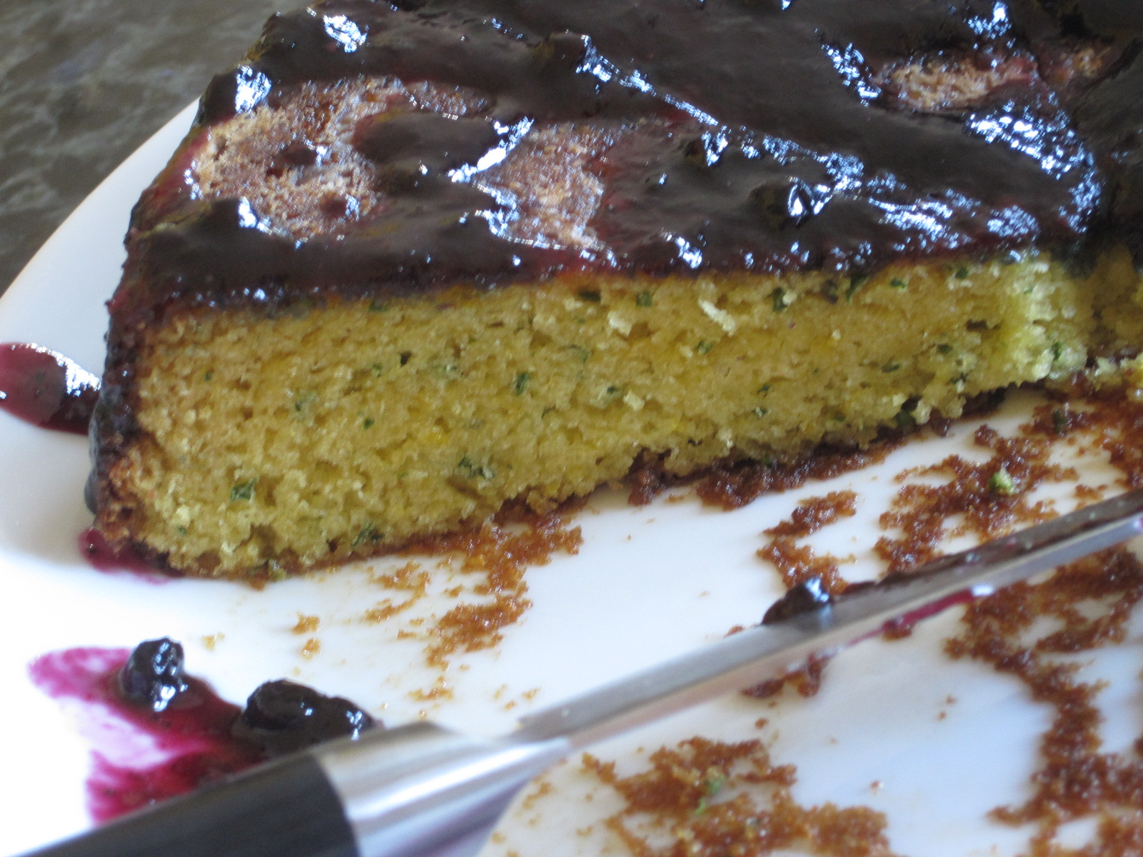 CURIOUS EATS Lemon Verbena Cake with a Blueberry Jam Glaze
