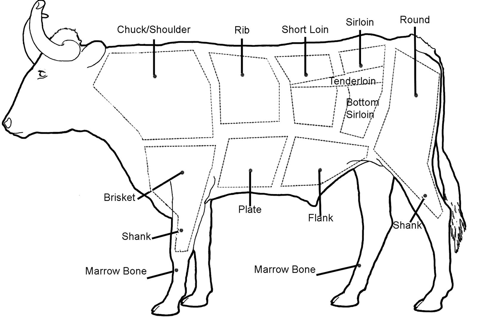 Язык коровы схема