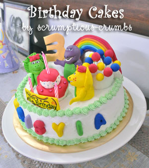 Barbie Birthday Cake on Scrumptious Crumbs  Barney Birthday Cake