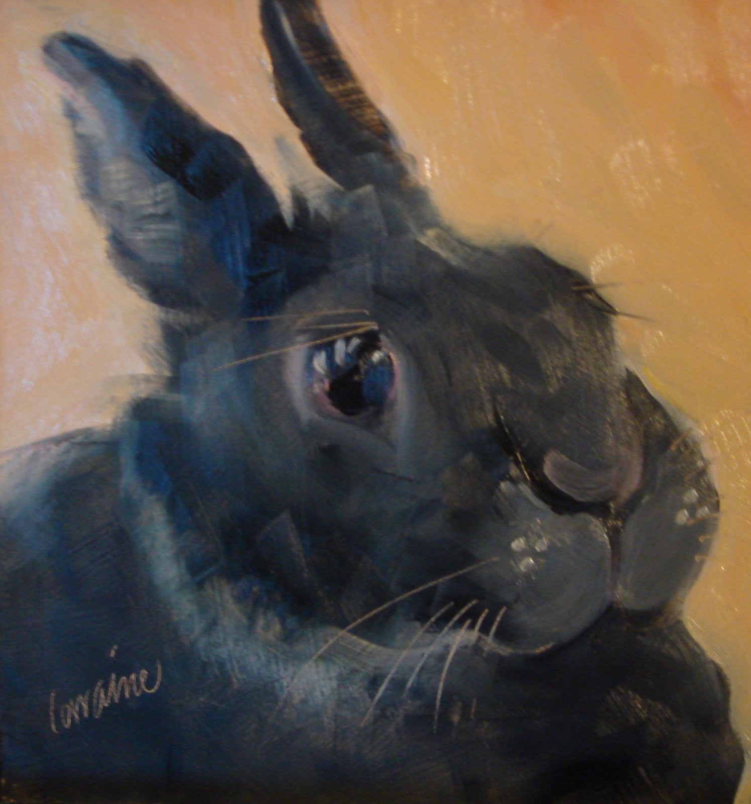 Lorraine Bushek Studio: CRANKY RABBITS, Three new bunny paintings for ...