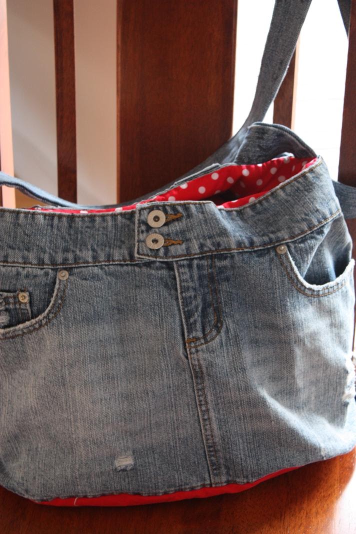 Snickerdoodle Creations: Upcycled Denim Skirt Bag