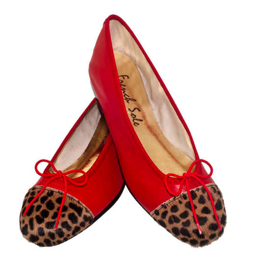 red leather ballerinas