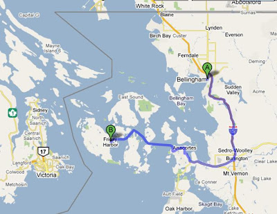 Bellingham to Friday Harbor Artistic Map