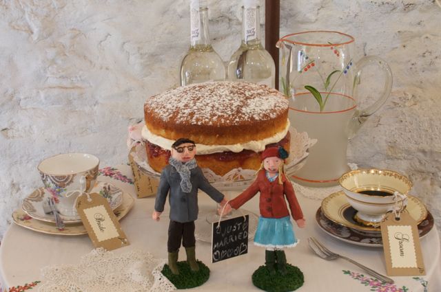 The bride and groom had a Victoria sponge for their wedding cake