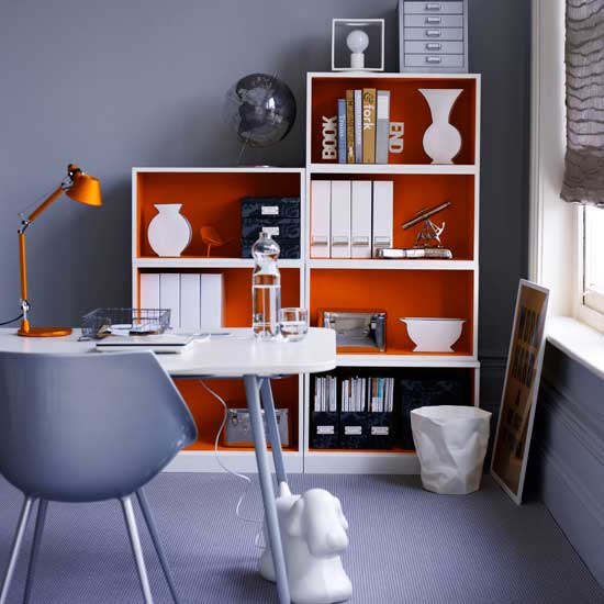 Office Inspiration Grey And Orange Bright Bazaar By Will Taylor Plus It Would Be Easy To Get The Look With A Lick Of This Paint These Units And Fantastic Lamp Sorted