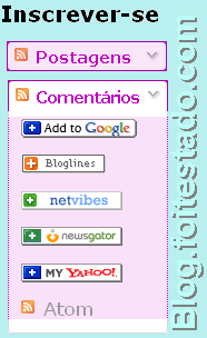Gadget para inscrição em feed rss, cores lilas