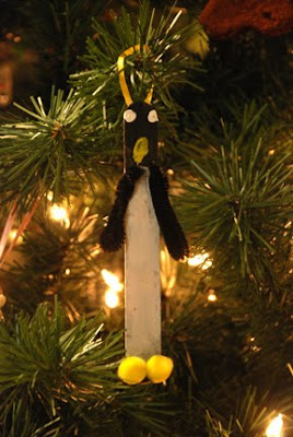 Popsicle stick penguin ornament