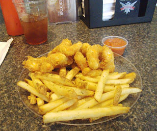 vegan shrimp and fries at the Brookland Cafe
