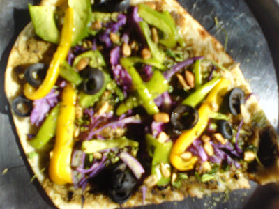 Indian Vegetable Pizza - On Naan Bread with Green Chutney