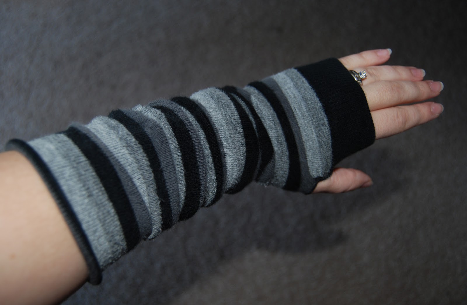 Nap Time Crafts Knee High Socks turned Arm Warmers