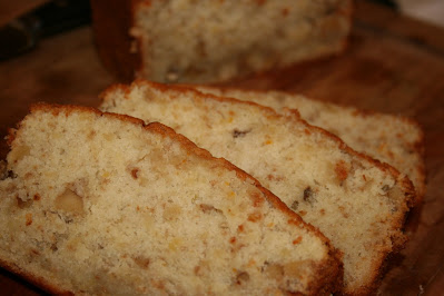 Yummy banana nut bread recipe that has just a touch of citrus from lemon juice and orange zest. Makes 2 loaves.