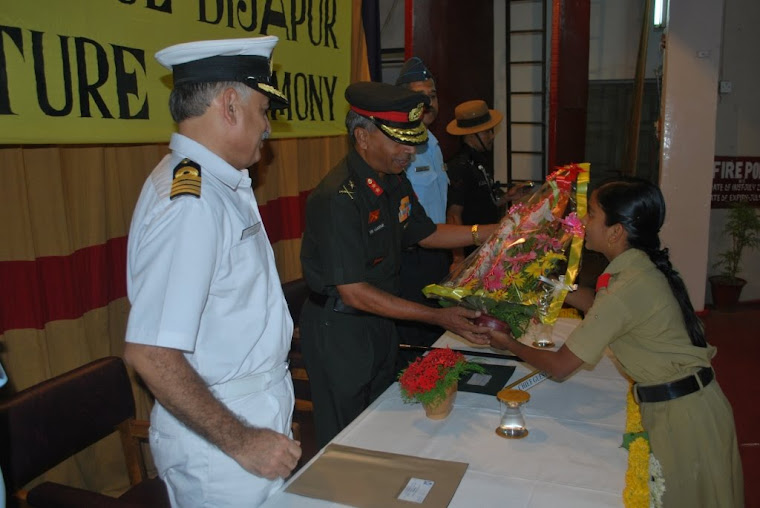 Major General VSS Goudar welcomed with bouquet of flowers