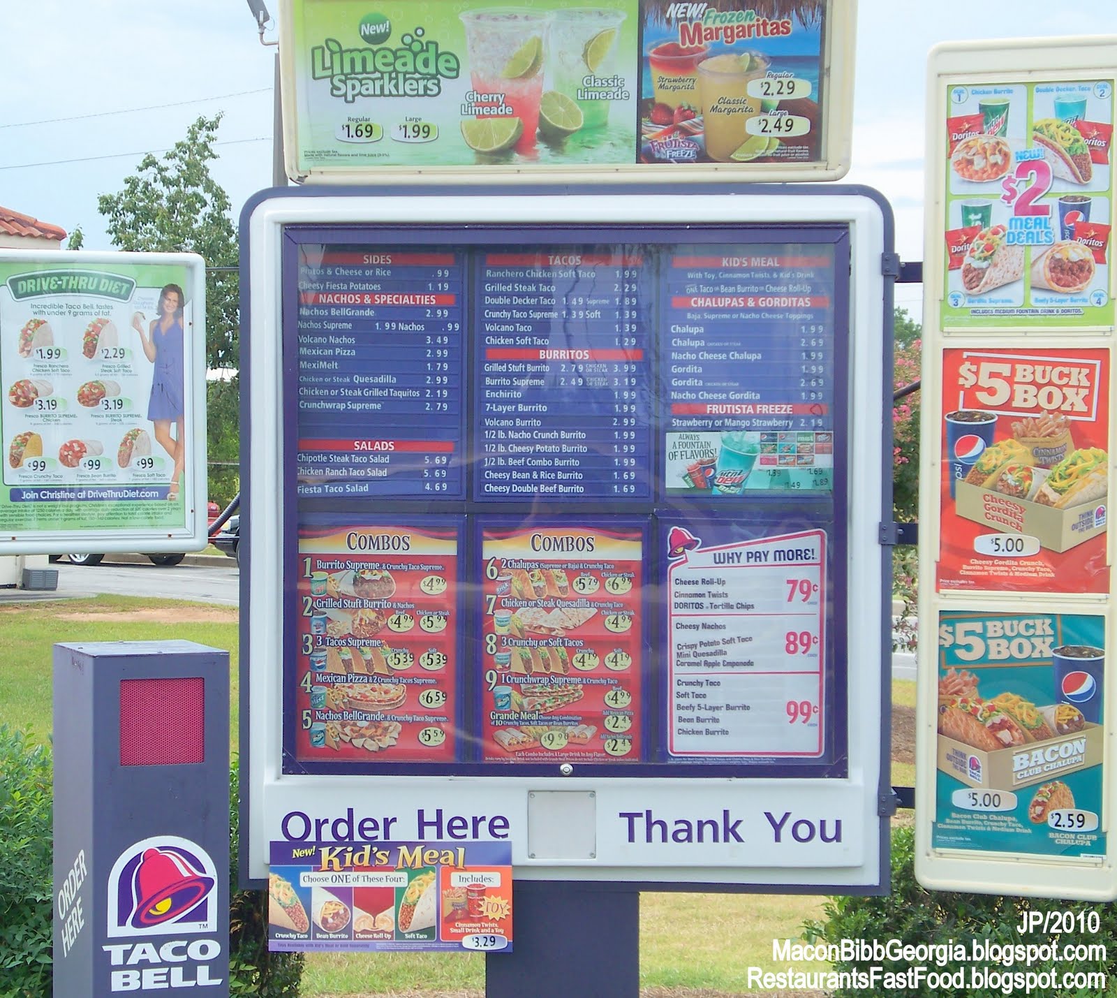 Restaurant Fast Food Menu McDonald's DQ BK Hamburger Pizza Mexican Taco