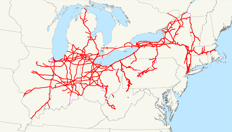 RAILROAD Freight Train Locomotive - NEW YORK CENTRAL RAILROAD NYC New York Central Railroad 1918 Track System Map