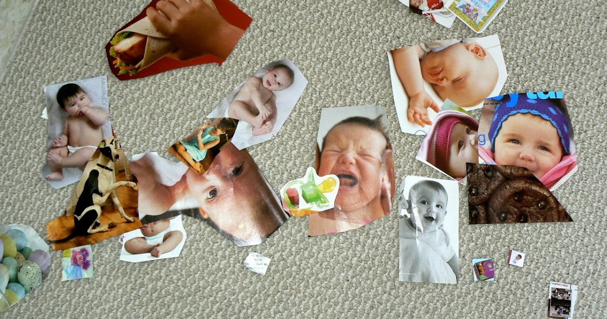 Having Fun at Home Magazine cutout activity with toddlers