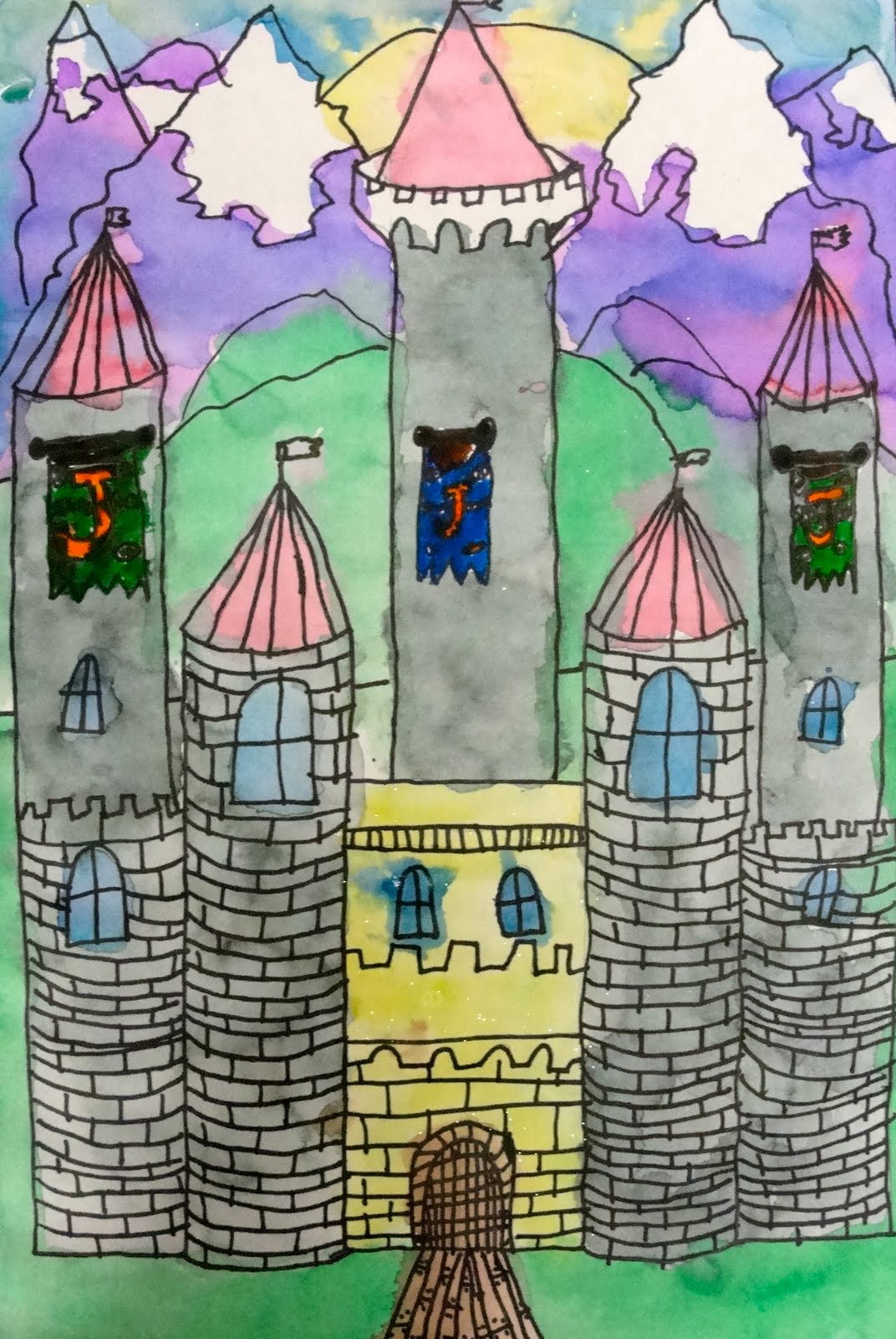 Deep Space Sparkle Art Lessons for Kids: Castles in Watercolor and Marker