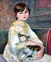 Julia Manet con un gato