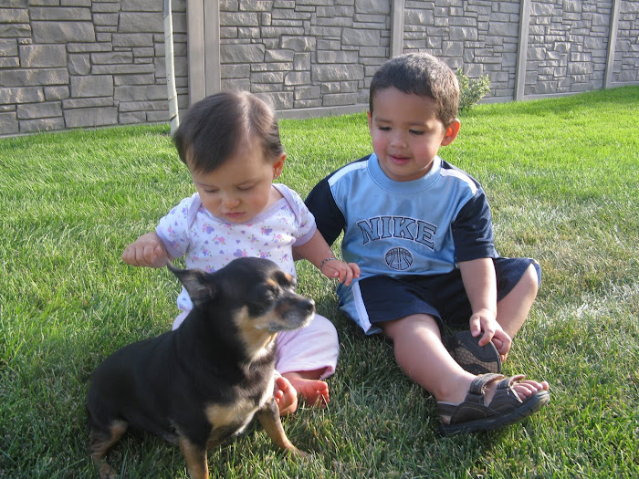 Mya,Jarom and Chika in the back yard enjoing summer day