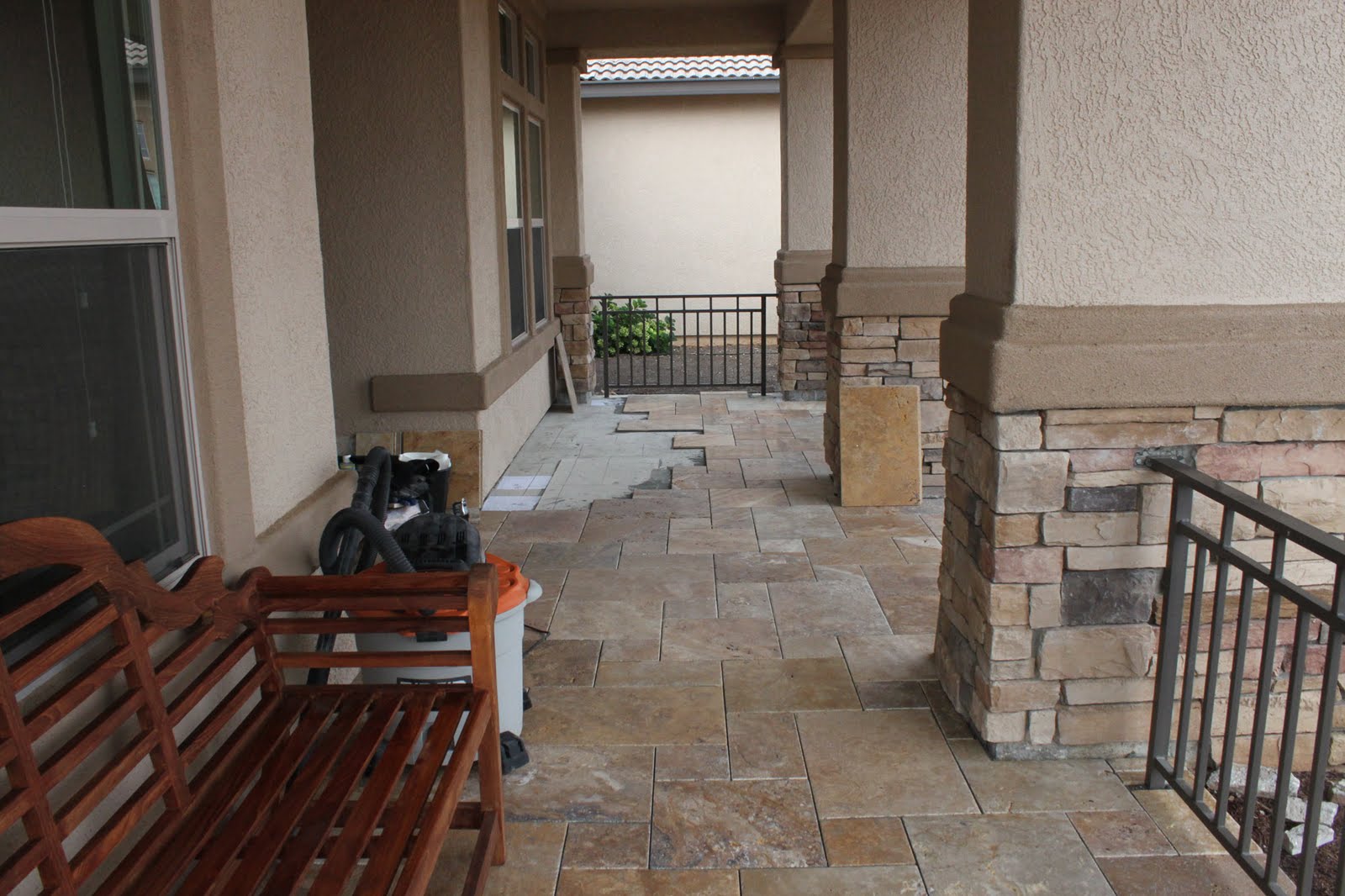 Antique Style Versailles Pattern Travertine Porch