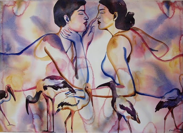 touch of the beloved,21x28in,wc on paper.2010