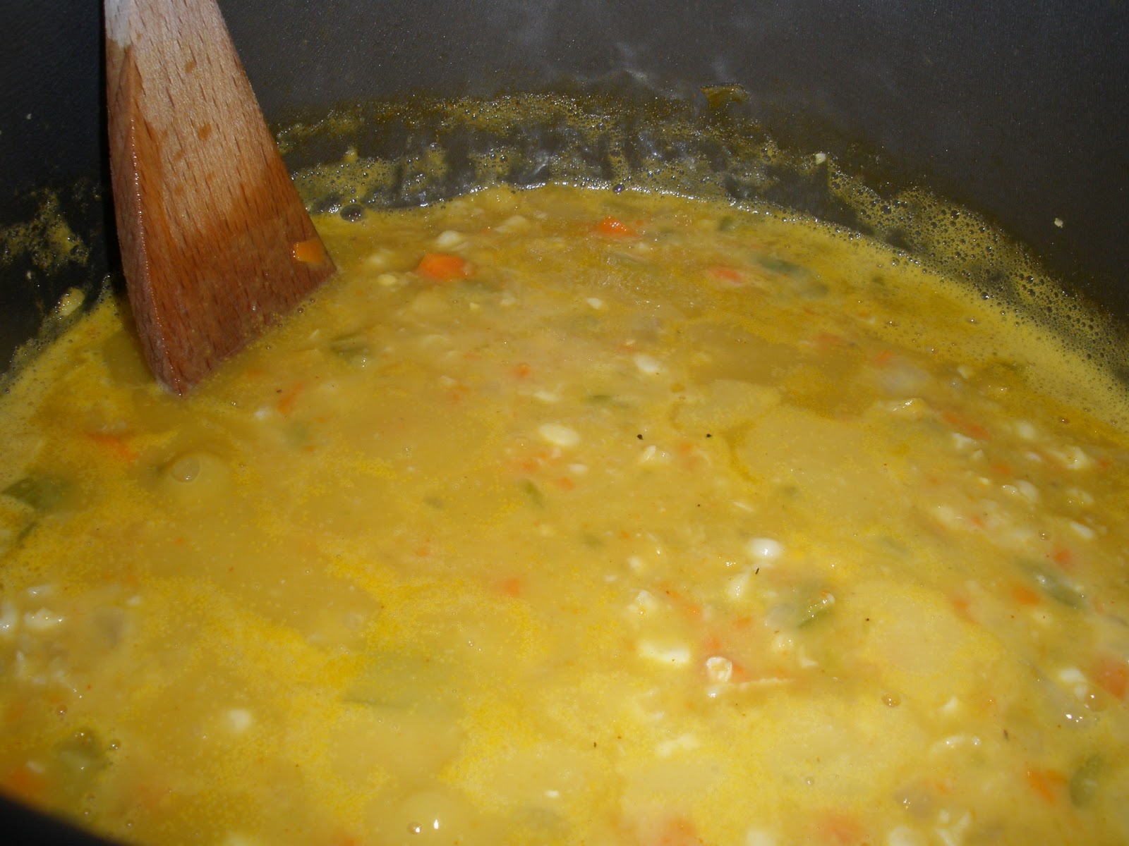 That Vegetarian Shiitake Yellow Split Pea Soup with Corn & Green Chilies